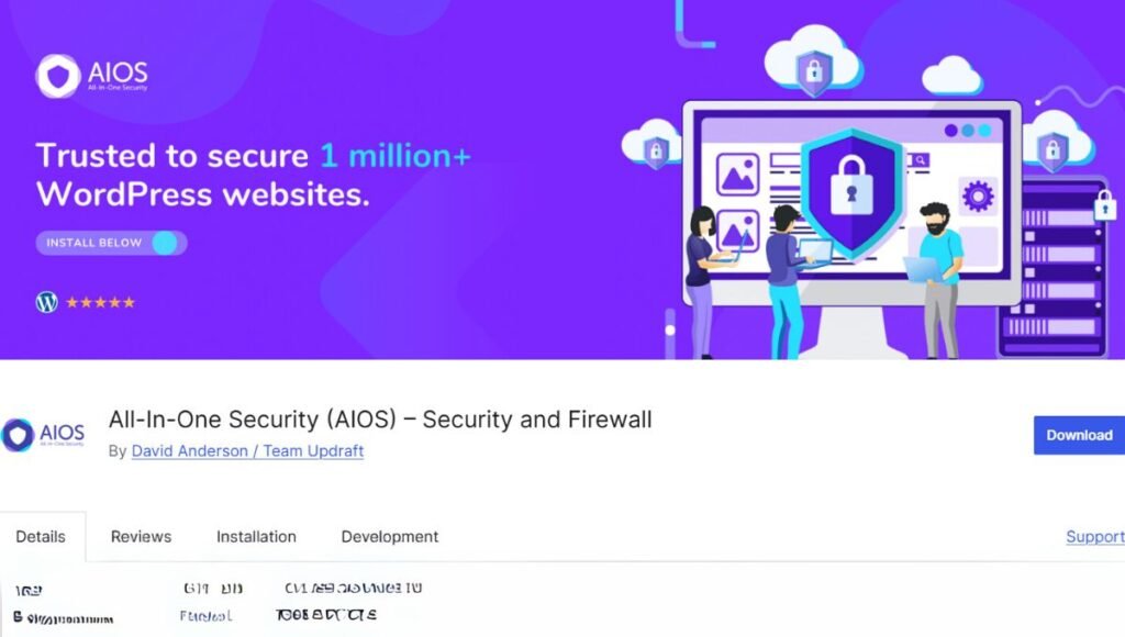 All In One login lockdown from the best free WordPress security plugins, stopping brute-force attacks.